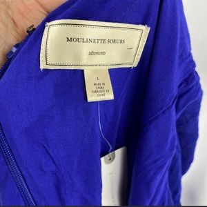 Moulinette Soeurs Blue Carina Off The shoulder Zip Back Dress Size L Rayon